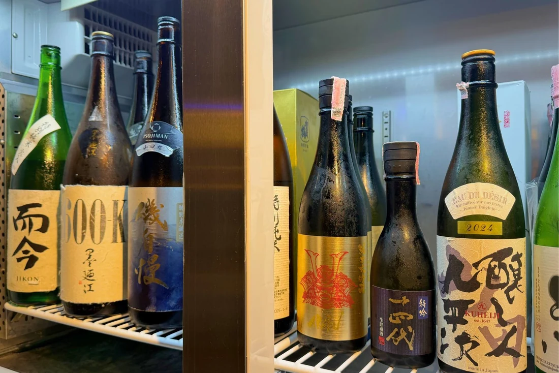Japanese sake bottles chilling at Sumibi Hirashima, Thonglor, Bangkok